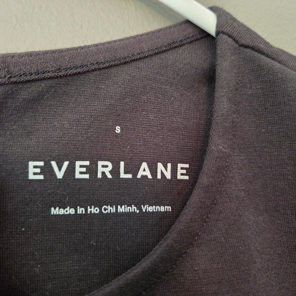 NEW Everlane The Dream Shift Dress Black Sleeveless Mini Cotton Modal Small LBD - Picture 3 of 10